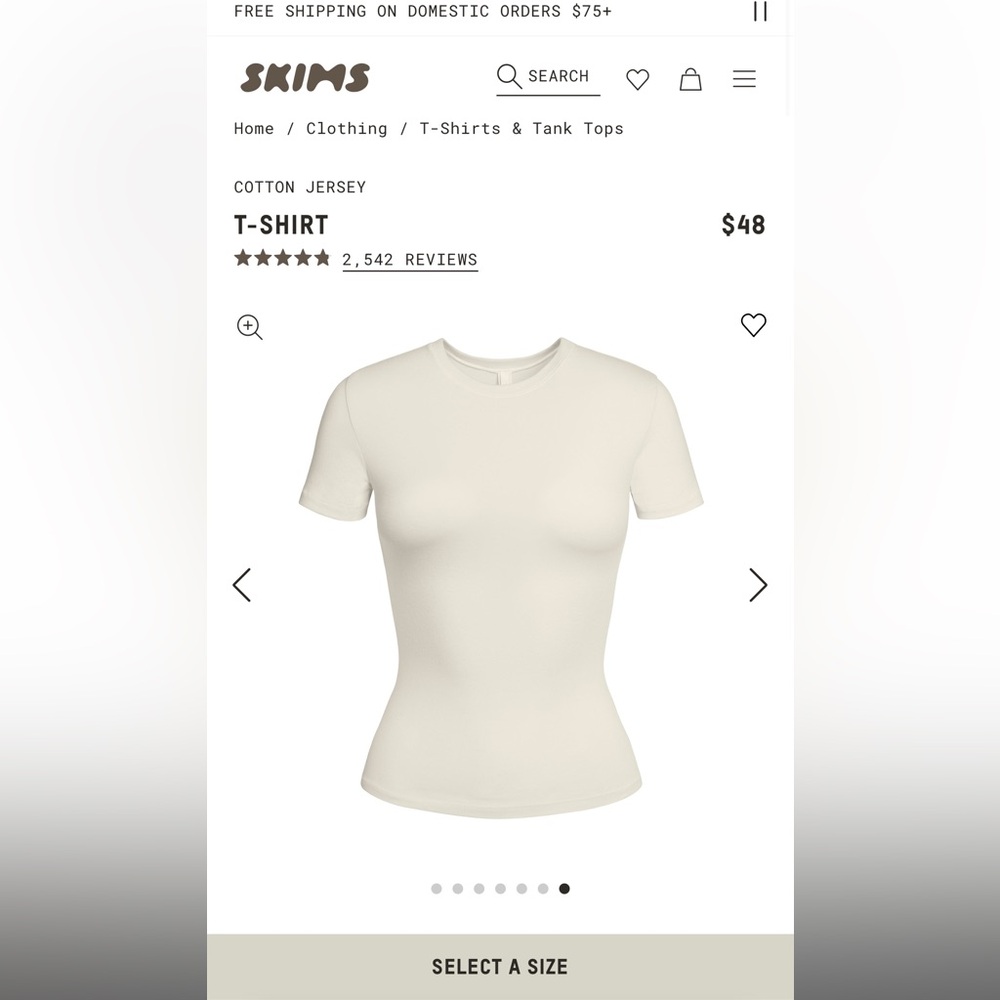 NWT SKIMS cotton jersey t shirt mult sizes